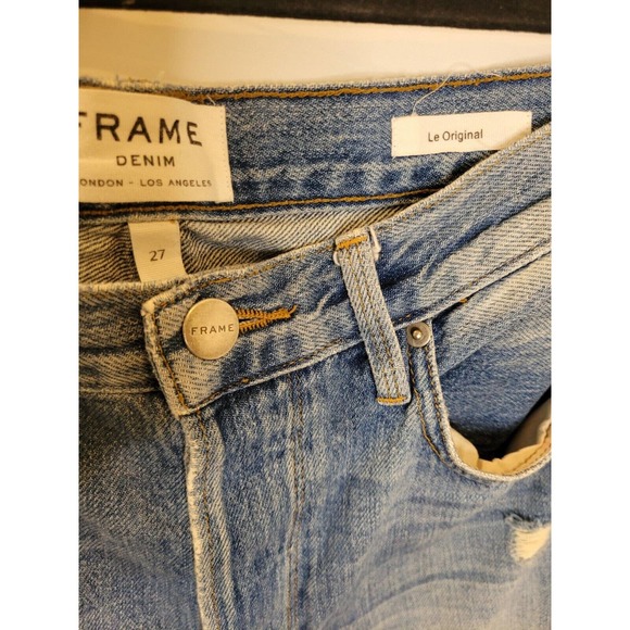 Frame Denim Le Original Size 27 Rose Lake Embroirdered Jeans Straight Leg - Picture 2 of 5